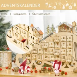 HOMCOM Adventskalender Zum Befüllen 24 Schubladen Fächer Weihnachtskalender Mit LED-Lichtern Schlitten-Form Adventskalenderbox Weihnachtsdekoration DIY Sperrholz-Platte Naturholz 45 X 10 X 31 Cm 13 HOMCOM Adventskalender Zum Befüllen 24 Schubladen Fächer Weihnachtskalender Mit LED-Lichtern Schlitten-Form Adventskalenderbox Weihnachtsdekoration DIY Sperrholz-Platte Naturholz 45 X 10 X 31 Cm -Homcom 7089a20a89f68b2d44687c1aa25845fe