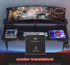 HOMCOM Gaming-Tisch Schreibtisch Mit Kopfhörerhaken Computertisch Stahl + MDF Schwarz 120 X 60 X 90 Cm 15 HOMCOM Gaming-Tisch Schreibtisch Mit Kopfhörerhaken Computertisch Stahl + MDF Schwarz 120 X 60 X 90 Cm -Homcom 70c028887b05b0b6e4a202b3644b41ae