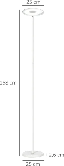 HOMCOM LED Stehleuchte, 25 W Dimmbare Stehlampe Mit 7 Funktion, Schwenkbare Standleuchte Mit Einseitigem Licht, Wi-Fi Kontrolle, Musik Für Wohnzimmer, Schlafzimmer -Homcom 715b9f563ef4cc24e242ba241cbb1715