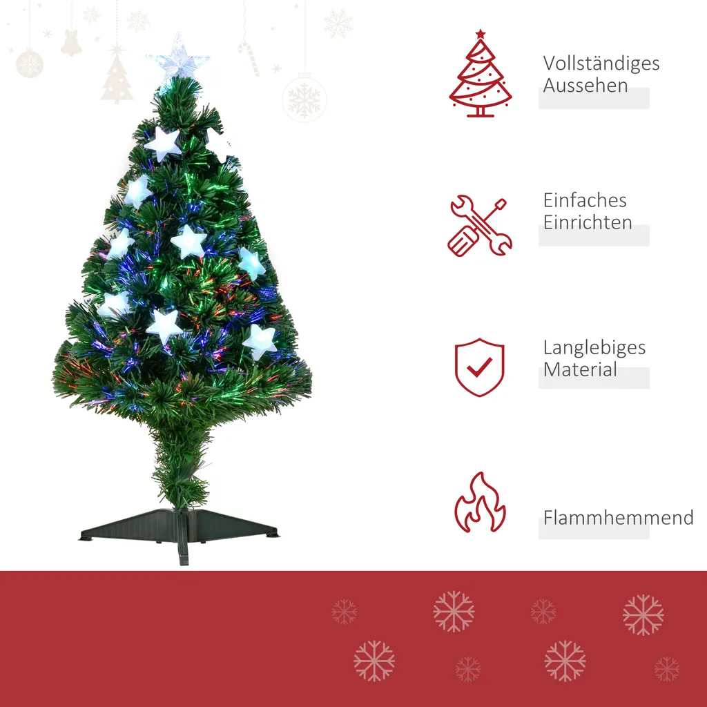 HOMCOM Weihnachtsbaum 0,9 M Christbaum Kunsttanne 90 Äste Mit LED-Lichtern Anti-Rutsch-Pads Zerlegbar Glasfaser-Farbwechsler PVC Metall Grün 45 X 45 X 90 Cm 6 HOMCOM Weihnachtsbaum 0,9 M Christbaum Kunsttanne 90 Äste Mit LED-Lichtern Anti-Rutsch-Pads Zerlegbar Glasfaser-Farbwechsler PVC Metall Grün 45 X 45 X 90 Cm – Bild 4
