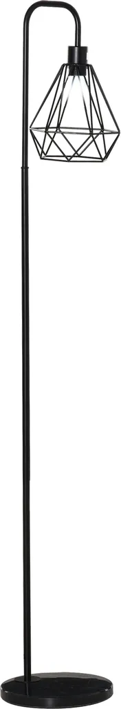 HOMCOM Stehlampe Industriestil Standleuchte Stehleuchte Sockel E27 Für Schlafzimmer Esszimmer Stahl Marmor Schwarz Ø25 X 152H Cm