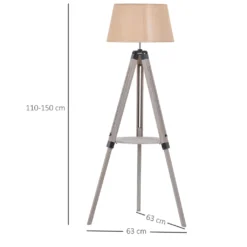 HOMCOM Stehlampe Mit Regal, Standleuchte, Höhenverstellbare Lampe, Stahl, Polyester, Baumwolle, Vintage, Natur, Beige, 63 X 63 X 110-150 Cm -Homcom 74e556b78989954aa49394069b8e2a13