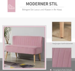 HOMCOM 2-Sitzer Stoffsofa Polstersofa Sitzmöbel Loungesofa Holz Schaumstoff Samtartiges Polyester Rosa 117 X 56,5 X 77 Cm 13 HOMCOM 2-Sitzer Stoffsofa Polstersofa Sitzmöbel Loungesofa Holz Schaumstoff Samtartiges Polyester Rosa 117 X 56,5 X 77 Cm -Homcom 74fb6741ff744b887393119a95ec9171