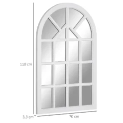 HOMCOM 110 X 70 Cm Wandspiegel Bogenfenster-Spiegel Wohnzimmerspiegel Für Eingangsbereich Schlafzimmer Modern Elegant MDF Glas Weiß -Homcom 7561a576db5d9eb8643d5f1bf6c668fd