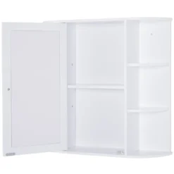 HOMCOM Spiegelschrank Badezimmerregal Badeschrank Wandmontage 8 Fächer MDF Weiß 66 X 17 X 63 Cm -Homcom 7646066c648268a9838bdf2d2614d967