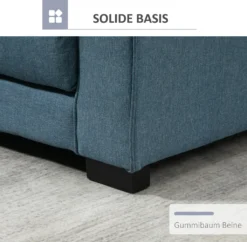 HOMCOM Schlafsofa Klappsofa 2-Sitzer Stoffsofa Bettsofa Sofa Mit Schlaffunktion Sofagarnitur Leinen-Touch Gummiholz Blau 147,5 X 75 X 85 Cm -Homcom 76a199ed7864210ec2ef242663223a47