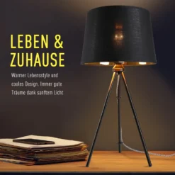 HOMCOM Tischleuchte Tischlampe E27-Fassung Nachttischlampe 40 W Metall Schwarz 30 X 30 X 60 Cm -Homcom 76b315c1585a9f33065c74f3a24fb531