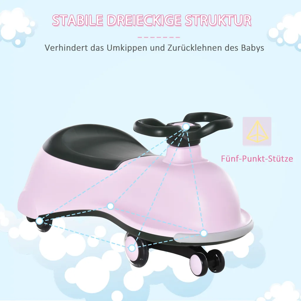 HOMCOM Rutscherauto Bobbycars Rutscher Kinderfahrzeug 5 PolyurethanBlitzräder Kinderauto Mit Aufbewahrungsbox Für Kinder Von 18 Bis 48 Monaten Rosa+Schwarz 77x34x35 Cm 7 HOMCOM Rutscherauto Bobbycars Rutscher Kinderfahrzeug 5 PolyurethanBlitzräder Kinderauto Mit Aufbewahrungsbox Für Kinder Von 18 Bis 48 Monaten Rosa+Schwarz 77x34x35 Cm – Bild 5
