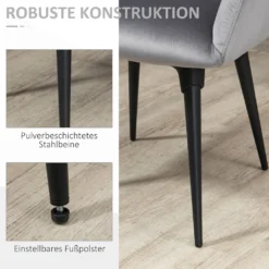 HOMCOM Esszimmerstuhl, Loungesessel Mit Armlehne, Akzentsessel Mit Samt-Optik, Max. 120 Kg Belastbar, Für Wohnzimmer, Schlafzimmer, Dunkelgrau -Homcom 773ebb1e9c3eddf2f7371f606ad3f8b8