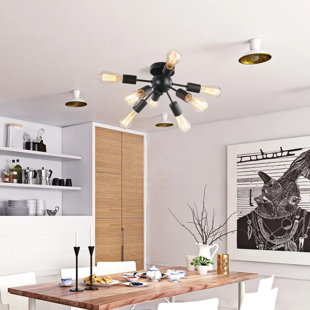 HOMCOM Deckleuchte Deckenlampe Wandlampe Glas Bürolampe LED Deckenbeleuchtung Für Bad Küche Balkon Korridor 40W, Schwarz, Stahl, 36x36x21 Cm 4 HOMCOM Deckleuchte Deckenlampe Wandlampe Glas Bürolampe LED Deckenbeleuchtung Für Bad Küche Balkon Korridor 40W, Schwarz, Stahl, 36x36x21 Cm – Bild 2