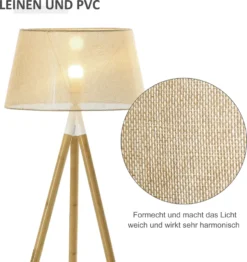 HOMCOM Stehlampe Stehleuchte Standleuchte Mit Bambus Holz-Stativ Modern Künstlerisch Für Das Wohnzimmer Schlafzimmer PVC ABS 67x 67 X 154 Cm -Homcom 783f0877f5fc9ec8c4c5c6957c3397a3