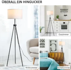 HOMCOM Stehlampe Stehleuchte Standleuchte E27, Stahl+Polyester, 37x37x152cm (Schwarz+Weiß) -Homcom 78a302e4d6fa57aae2c90baf57af9d7b