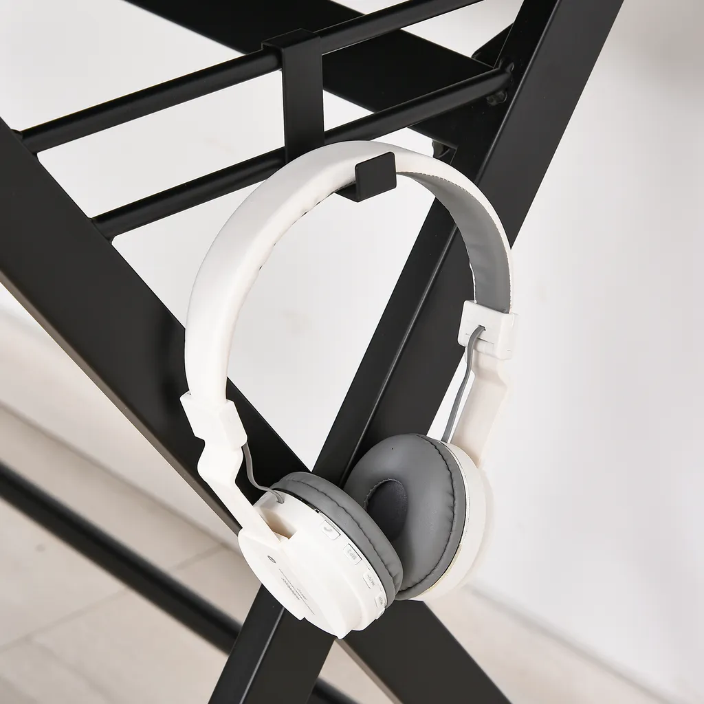 HOMCOM Gaming-Tisch Schreibtisch Mit Kopfhörerhaken Computertisch Stahl + MDF Schwarz 120 X 60 X 90 Cm 12 HOMCOM Gaming-Tisch Schreibtisch Mit Kopfhörerhaken Computertisch Stahl + MDF Schwarz 120 X 60 X 90 Cm – Bild 10