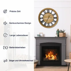 HOMCOM Wanduhr 60 Cm Mit Römischen Ziffern, Uhrwerk Im Vintage-Design, Geräuschlose Dekoration Für Wohnzimmer Küche Metall Tannenholz Schwarz+Natur 15 HOMCOM Wanduhr 60 Cm Mit Römischen Ziffern, Uhrwerk Im Vintage-Design, Geräuschlose Dekoration Für Wohnzimmer Küche Metall Tannenholz Schwarz+Natur -Homcom 7c3ab353a123968adfe9d86a93daeb47
