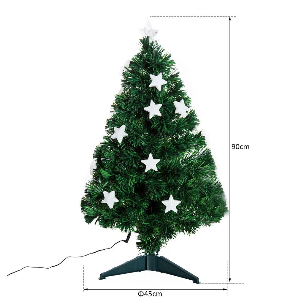 HOMCOM Weihnachtsbaum 0,9 M Christbaum Kunsttanne 90 Äste Mit LED-Lichtern Anti-Rutsch-Pads Zerlegbar Glasfaser-Farbwechsler PVC Metall Grün 45 X 45 X 90 Cm 5 HOMCOM Weihnachtsbaum 0,9 M Christbaum Kunsttanne 90 Äste Mit LED-Lichtern Anti-Rutsch-Pads Zerlegbar Glasfaser-Farbwechsler PVC Metall Grün 45 X 45 X 90 Cm – Bild 3