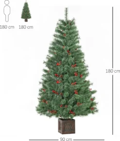 HOMCOM Künstlicher Weihnachtsbaum 1,8 M Christbaum Tannenbaum Mit Topf Und Deko PVC Metall Grün 90 X 90 X 180 Cm -Homcom 7d31c140a792db66a1ed4cd2b73a2b43