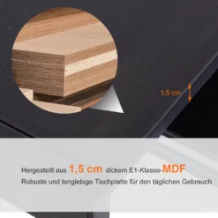 HOMCOM Computertisch Schreibtisch Flexible Arbeitsstation MDF Stahl Schwarz 210 X 50 X 73,5 Cm -Homcom 7e26379af2690a531874738cd04eb8af