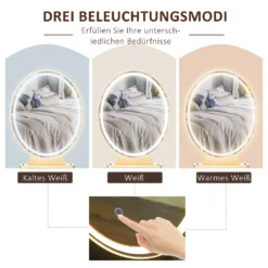 HOMCOM Schminktisch Set Frisierkommode Kosmetiktisch Mit Einstellbarer LED-Beleuchtung Spiegel Gepolsterten Hocker 2 Schubladen Und 1 Lippenstiftraster MDF Stahl Schaumstoff Weiß 80 X 40 X 136 Cm 14 HOMCOM Schminktisch Set Frisierkommode Kosmetiktisch Mit Einstellbarer LED-Beleuchtung Spiegel Gepolsterten Hocker 2 Schubladen Und 1 Lippenstiftraster MDF Stahl Schaumstoff Weiß 80 X 40 X 136 Cm -Homcom 7e7cf4164248c001a54c92c3af64e0ec