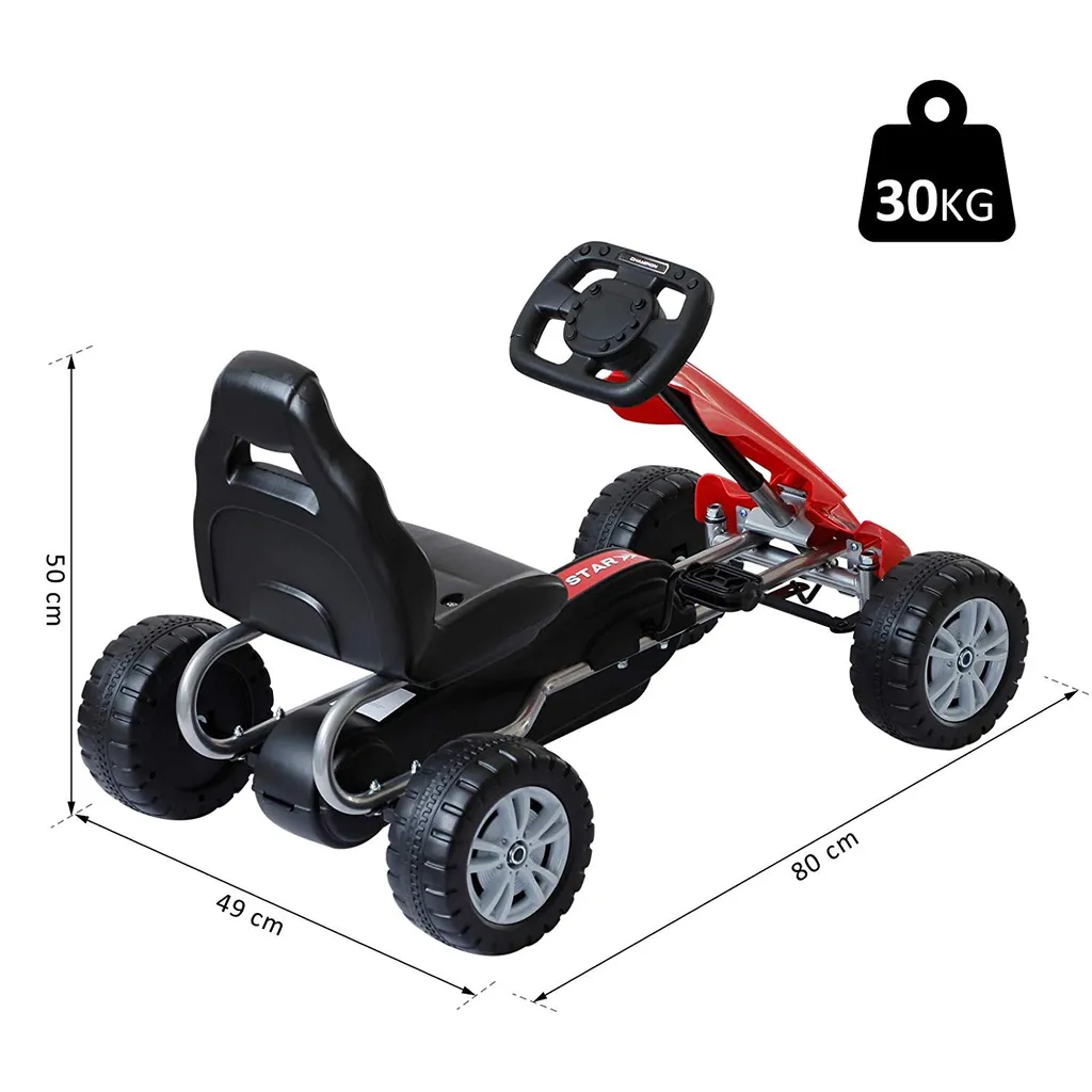 HOMCOM Go-Kart Für Kinder Tretfahrzeug Tretauto Kinderfahrzeug Mit Pedalen 4 Räder Metall + Kunststoff Rot Etwa 3 Jahre 8 HOMCOM Go-Kart Für Kinder Tretfahrzeug Tretauto Kinderfahrzeug Mit Pedalen 4 Räder Metall + Kunststoff Rot Etwa 3 Jahre – Bild 6