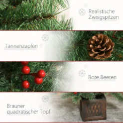 HOMCOM Künstlicher Weihnachtsbaum 1,8 M Christbaum Tannenbaum Mit Topf Und Deko PVC Metall Grün 90 X 90 X 180 Cm -Homcom 7ff2c666b0218326663dbd2b58559b88