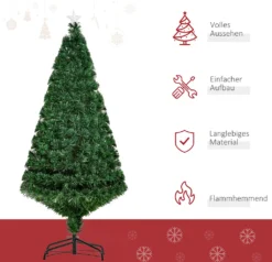 HOMCOM LED Weihnachtsbaum Künstlicher Christbaum Tannenbaum Baum Mit Metallständer, Glasfaser-Farbwechsler, Grün, 120 Cm -Homcom 802740a4d747fb87ef8474b6352b9a0a