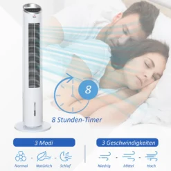 HOMCOM Luftkühler Mit Wasserkühlung Fernbedienung Turmventilator Standventilator Mit Luftbefeuchtung Klimagerät 8h Timer Nutzungsraum 20㎡ 60W ABS Weiß Ø30 X 100,8H Cm -Homcom 806ba8f872fb0df537f414b5394da548
