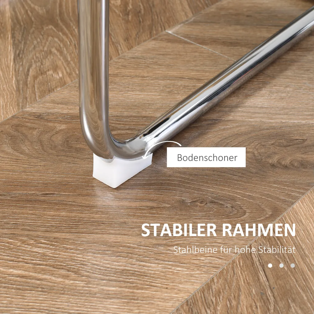 HOMCOM Esszimmerstuhl 2er Set Akzentstuhl Küchenstühle Polsterstuhl Wohnzimmerstuhl Aus Mikrofaser-Stoff Für Esszimmer Retrodesign Stahl Grau 42 X 64 X 90 Cm 7 HOMCOM Esszimmerstuhl 2er Set Akzentstuhl Küchenstühle Polsterstuhl Wohnzimmerstuhl Aus Mikrofaser-Stoff Für Esszimmer Retrodesign Stahl Grau 42 X 64 X 90 Cm – Bild 5