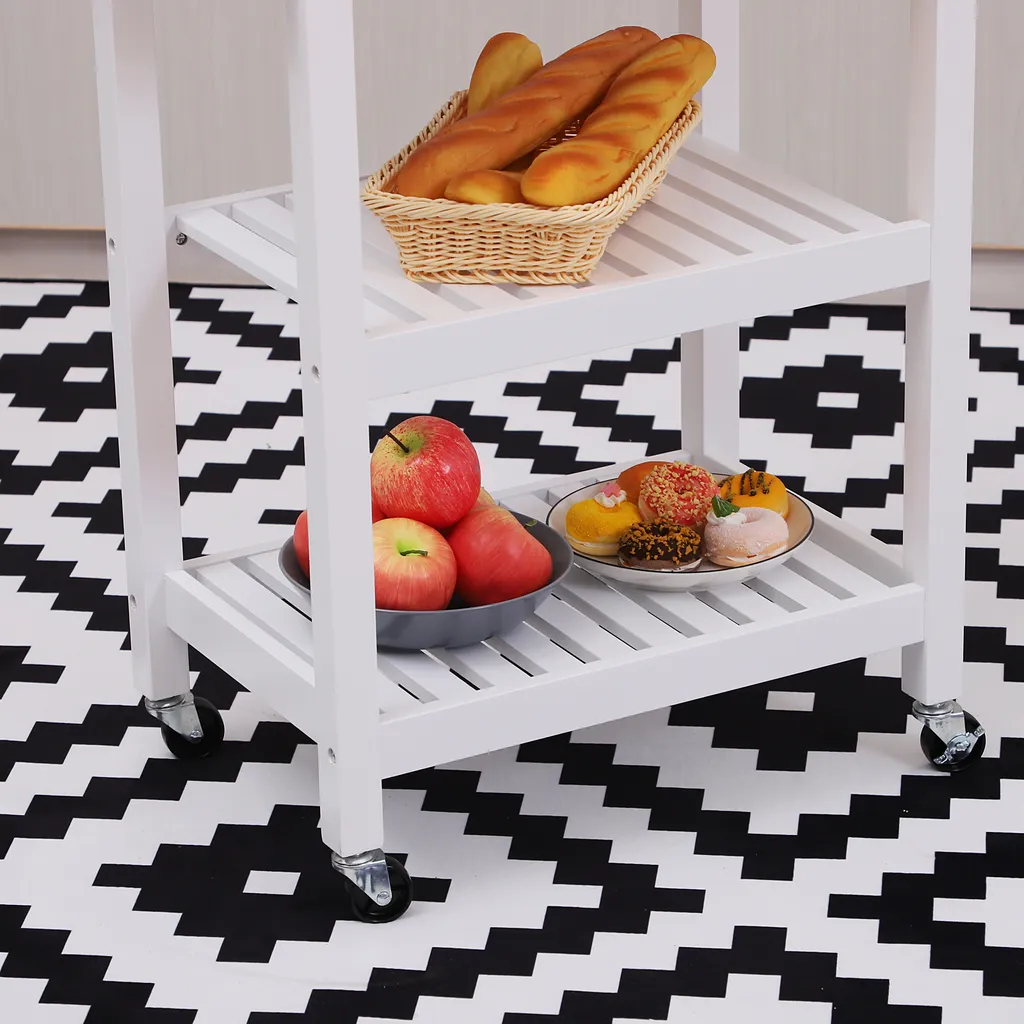 HOMCOM Servierwagen, Küchenwagen Mit Handtuchhalter, Küchentrolley, Beistellwagen Mit Schublade, Weiß, 64 X 39 X 84,5 Cm 10 HOMCOM Servierwagen, Küchenwagen Mit Handtuchhalter, Küchentrolley, Beistellwagen Mit Schublade, Weiß, 64 X 39 X 84,5 Cm – Bild 8