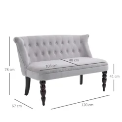 HOMCOM 2-Sitzer Couch Stoffsofa Polstersofa Sitzmöbel Loveseat Vintage Holz Grau 120 X 67 X 78 Cm -Homcom 8214fed841d8db0be8dc38c51325cee1