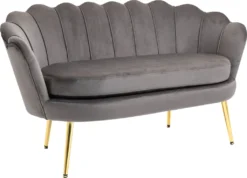 HOMCOM 2-Sitzer Stoffsofa Zweisitzer Loungesofa Mit Weichen Und Großzügigen Kissen Polstersofa Sitzmöbel Polstermöbel Designsofa Elegant Samt Polyester Grau 130 X 63 X 73 Cm