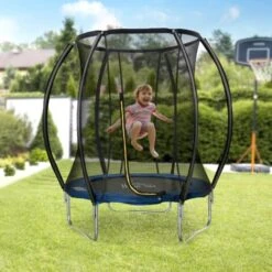 HOMCOM Trampolin Ø225 Cm Gartentrampolin Mit Sicherheitsnetz Für Koordination Train Randabdeckung Gepolstert Stahl Schwarz Bis 100 Kg -Homcom 82862250 3