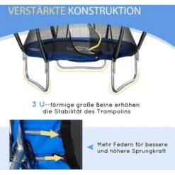 HOMCOM Trampolin Ø225 Cm Gartentrampolin Mit Sicherheitsnetz Für Koordination Train Randabdeckung Gepolstert Stahl Schwarz Bis 100 Kg -Homcom 82862250 5