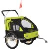 HOMCOM Kinderanhänger Fahrradanhänger Kinder Radanhänger Für 2 Kinder Mit Fahne Regenschutz Atmungsaktiv Stahl Grün+Schwarz 142 X 85 X 105 Cm 1 HOMCOM Kinderanhänger Fahrradanhänger Kinder Radanhänger Für 2 Kinder Mit Fahne Regenschutz Atmungsaktiv Stahl Grün+Schwarz 142 X 85 X 105 Cm -Homcom 82864027 1