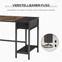 HOMCOM Schreibtisch Mit Regal Computertisch Höhenverstellbar Bürotisch Spanplatte Metall Rustikales Braun+Schwarz 120 X 60 X 75 Cm 14 HOMCOM Schreibtisch Mit Regal Computertisch Höhenverstellbar Bürotisch Spanplatte Metall Rustikales Braun+Schwarz 120 X 60 X 75 Cm -Homcom 8293f78804eafdca9072df548193762e