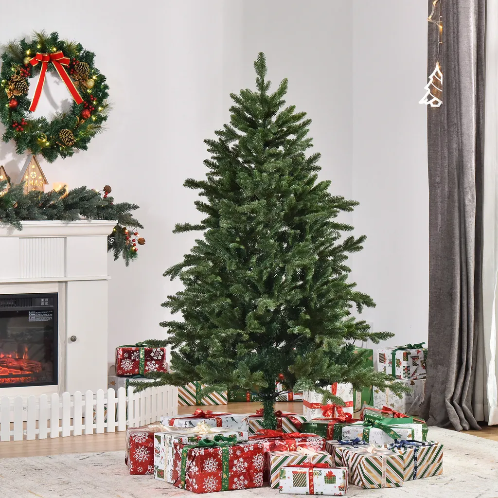 HOMCOM Künstlicher Weihnachtsbaum 1,5 M Christbaum Tannenbaum PVC PE Metall Grün Ø105 X 150 Cm 4 HOMCOM Künstlicher Weihnachtsbaum 1,5 M Christbaum Tannenbaum PVC PE Metall Grün Ø105 X 150 Cm – Bild 2
