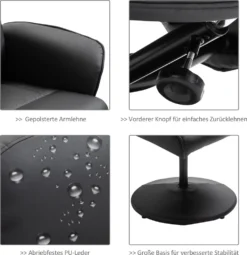 HOMCOM Massagesessel Mit Fußhocker Massagesessel Relaxsessel TV-Sessel145°-Neigung Liegesessel Ergonomischer Stuhl Mit 10 Vibrationpunkte Kunstleder Schwarz 76 X 81 X 105 Cm -Homcom 82db1d9e12659b8772bce984ab610445