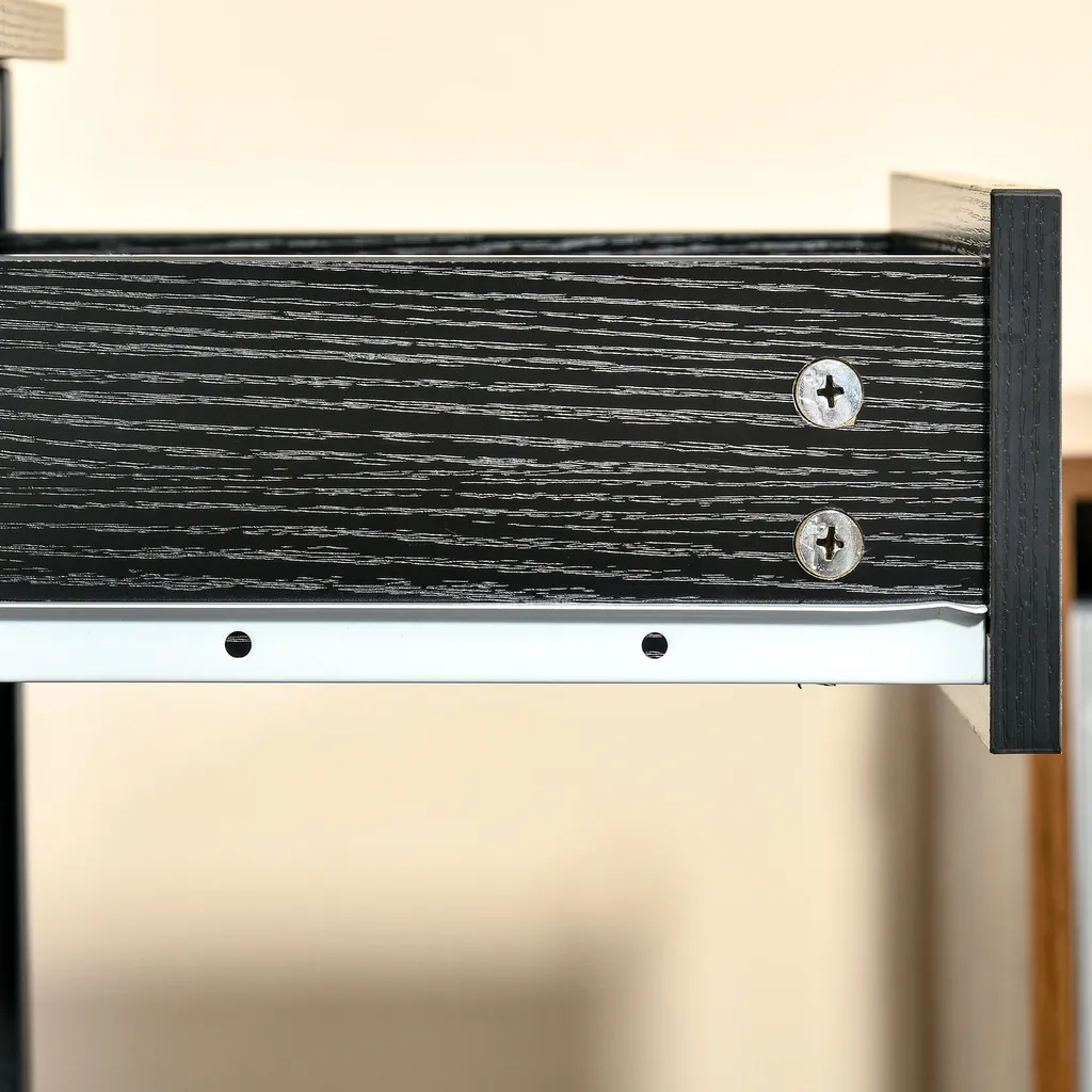 HOMCOM Schreibtisch Mit Regal Computertisch Höhenverstellbar Bürotisch Spanplatte Metall Rustikales Braun+Schwarz 120 X 60 X 75 Cm 11 HOMCOM Schreibtisch Mit Regal Computertisch Höhenverstellbar Bürotisch Spanplatte Metall Rustikales Braun+Schwarz 120 X 60 X 75 Cm – Bild 9