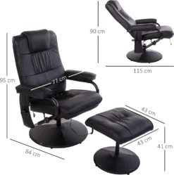 HOMCOM Massagesessel Relaxsessel Fernsehsessel TV Sessel Mit Massagefunktion Inkl. Hocker Kunstleder Schwarz 77 X 84 X 95 Cm -Homcom 834d96d48d0ae2ac44a7e1897b2f725f