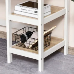 HOMCOM Schreibtisch Mit 2 Ebenen Regal, Computertisch, Bürotisch, MDF, Natur+Weiß, 110 X 48 X 76,2 Cm 18 HOMCOM Schreibtisch Mit 2 Ebenen Regal, Computertisch, Bürotisch, MDF, Natur+Weiß, 110 X 48 X 76,2 Cm -Homcom 83c5f418aee36350ed764b3ee94f2d88