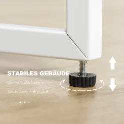 HOMCOM Computertisch Schreibtisch Mit 2 Schubladen Notizgitter Stofftasche Arbeitstisch Bürotisch Laptop Stahl Spanplatte Weiß+Grau 110 X 58,5 X 127 Cm -Homcom 84f0478a5f1b75c432658daf07a689fc