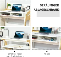 HOMCOM Schreibtisch Stehpult Und Sitzpult Mit Verstellbarem Regal Bürotisch Mit 2 Fächer Home-Office Helles Kiefer Beige Weiß 98 X 56,5 X 100,5 Cm 16 HOMCOM Schreibtisch Stehpult Und Sitzpult Mit Verstellbarem Regal Bürotisch Mit 2 Fächer Home-Office Helles Kiefer Beige Weiß 98 X 56,5 X 100,5 Cm -Homcom 856438af0efda24f15446d2a308f6d2f