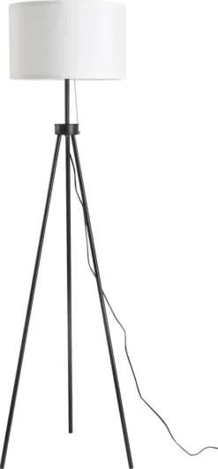 HOMCOM Stehlampe Stehleuchte Standleuchte E27, Stahl+Polyester, 37x37x152cm (Schwarz+Weiß)