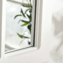 HOMCOM 110 X 70 Cm Wandspiegel Bogenfenster-Spiegel Wohnzimmerspiegel Für Eingangsbereich Schlafzimmer Modern Elegant MDF Glas Weiß -Homcom 866f8a7095b72da9c46f193af77cbf6b