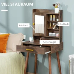 HOMCOM Schminktisch Frisiertisch Modern Kosmetiktisch Mit Spiegel Schublade Schlafzimmer Spanplatte Walnuss 60 X 45 X 134 Cm -Homcom 87a5d466109cd67aa13ceaa06933c65f