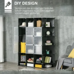 HOMCOM Kleiderschrank DIY Regalsystem 20 Würfel Schrank Mit 2 Kleiderstange Steckregal Garderobenschrank Mit Tür Kunststoff Weiß+Schwarz 145 X 47 X 196 Cm -Homcom 8805e6a7b086053340cc336462f03925