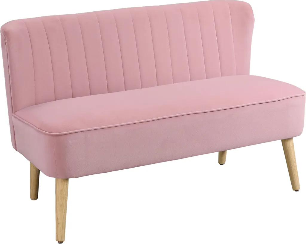 HOMCOM 2-Sitzer Stoffsofa Polstersofa Sitzmöbel Loungesofa Holz Schaumstoff Samtartiges Polyester Rosa 117 X 56,5 X 77 Cm 3 HOMCOM 2-Sitzer Stoffsofa Polstersofa Sitzmöbel Loungesofa Holz Schaumstoff Samtartiges Polyester Rosa 117 X 56,5 X 77 Cm