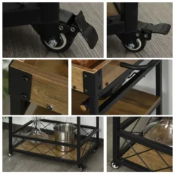 HOMCOM Rollwagen Servierwagen Auf Rollen, Küchenwagen Mit Weinregal Und Glashalter, Mit Bremsen, Metall, 77 X 44,5 X 91 Cm 18 HOMCOM Rollwagen Servierwagen Auf Rollen, Küchenwagen Mit Weinregal Und Glashalter, Mit Bremsen, Metall, 77 X 44,5 X 91 Cm -Homcom 8b43c9e5f0dd25dfe119ce8be6b38b88