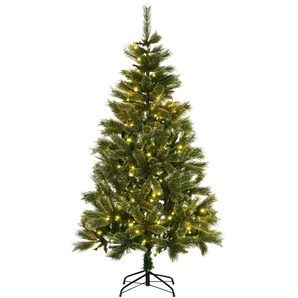 HOMCOM 180 Cm Weihnachtsbaum Mit Standfuß Künstlich Naturgetreu Tannenbaum Mit 586 Astspitzen 240 LED-Leuchten Weiß Lichtfarbe Für Weihnachtsfest PVC Eisen Grün 3 HOMCOM 180 Cm Weihnachtsbaum Mit Standfuß Künstlich Naturgetreu Tannenbaum Mit 586 Astspitzen 240 LED-Leuchten Weiß Lichtfarbe Für Weihnachtsfest PVC Eisen Grün