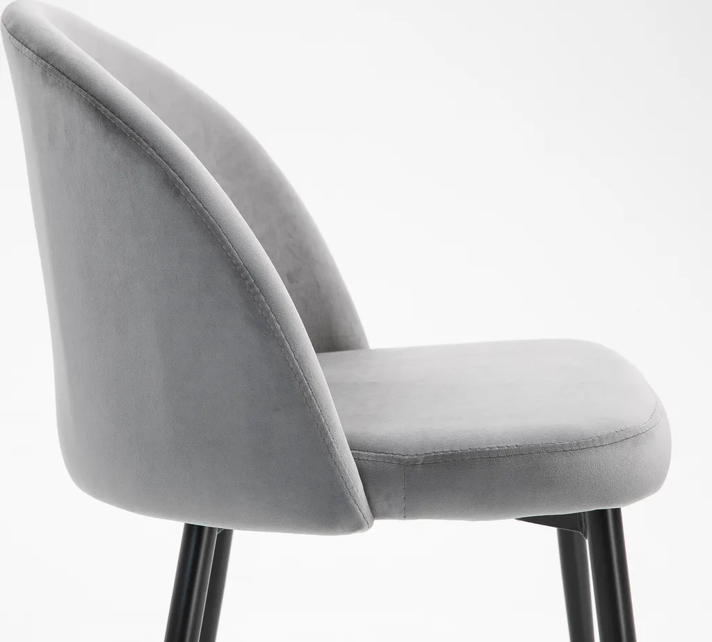 HOMCOM 2er-Set Esszimmerstühle Küchenstühle Polsterstuhl Design Stuhl Mit Rückenlehne Polstersessel Kunstwildleder Sessel Samt Metallbeine Grau 49x50x77cm 9 HOMCOM 2er-Set Esszimmerstühle Küchenstühle Polsterstuhl Design Stuhl Mit Rückenlehne Polstersessel Kunstwildleder Sessel Samt Metallbeine Grau 49x50x77cm – Bild 7