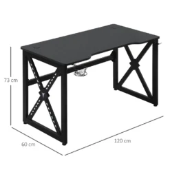 HOMCOM Computertisch Mit LED-Leuchten Monitorablage PC Tisch Gaming Tisch Mit Becherhalter E-Sport-Stil Bürotisch Mit Verstellbaren Füßen MDF Metall Schwarz 120 X 60 X 73 Cm -Homcom 8de558db2577e260f59a8b681e4fa493